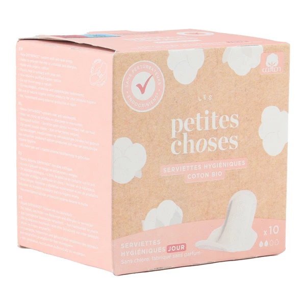 Les Petites Choses — serviettes hygiéniques Jour x10, coton bio certifié GOTS